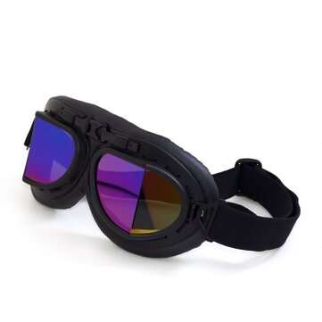 Angled Retro Vintage Motorcycle Helmet Eyewear Goggles Riding Glasses Windproo... (COLOR.: COLORFUL)