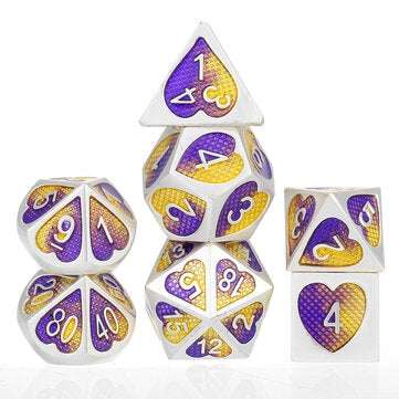 7Pcs Zinc Alloy Polyhedral Dices for Dungeons & Dragons D20 D12 D10 D8 D6 D4... (COLOR: LIGHTPURPLE)