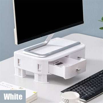 Computer Monitor Riser Height Adjustable Desktop LED LCD Monitor Support Stand Hol... (COLOR: WHITE)