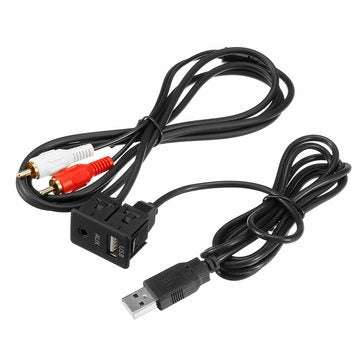 Car Stereo 3.5mm AUX Socket Cable Female To 2 RCA Male Car Boat Mot Flush Mount USB