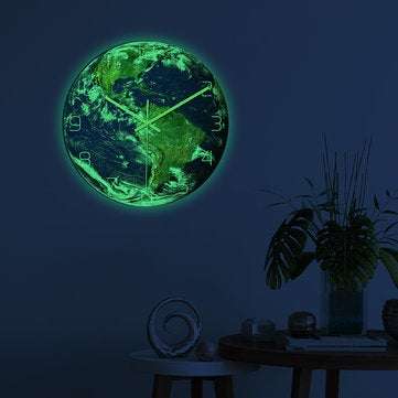 CC085 Creative Luminous Earth Wall Clock Mute Wall Clock Quartz Wall Clock For Home Office Decoratio