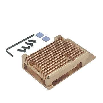 Armor Aluminum Alloy Case Gold Protective Shell without Fan Version for Raspberry Pi 4 Model B Only