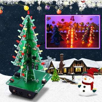 DIY Christmas Tree LED Flashing Light Kit Circuit Board Mould Green Xmas