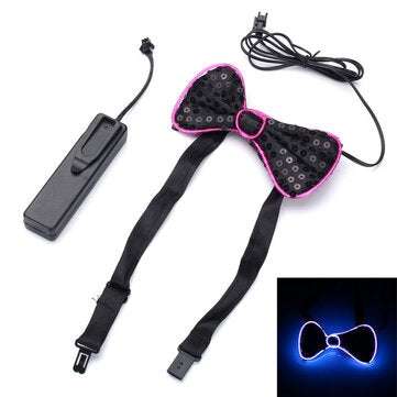Battery Powered LED Light Up EL Mens Bow Tie Necktie for Halloween Wedding Party... (COLOR.: PURPLE)