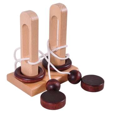 Classical Wooden Educational Toys Unlock the Unlocking Loop Kongming Lock for Kids
