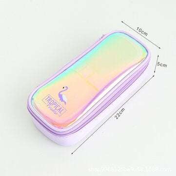 1 Piece Flamingo Laser Surface Pencil Case Box Makeup Bag Storage Pouch Purse Su... (COLOR.: PURPLE)