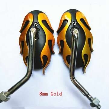 8mm 10mm Motorcycle Flame Rear View Mirror For Harley Honda Suzuki (NO.: 001)