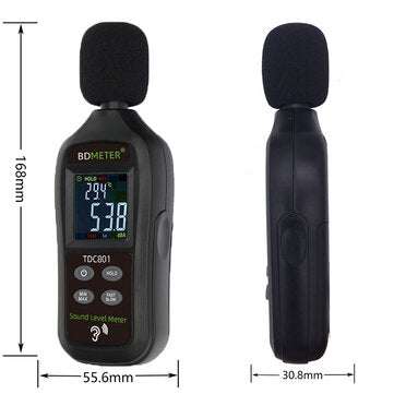 BDMETER TDC801 Handheld Digital Noise Meter 35~135dB Sound Level Decibel Meter Mini Sound Tester Vol