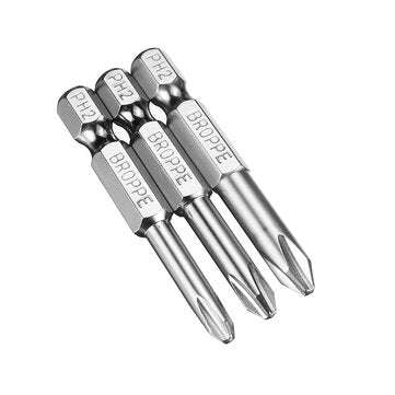 BROPPE 12Pcs 50mm S2 Alloy Steel Magnetic Cross Head Screwdriver Bits 1/4 Inch Hex Shank