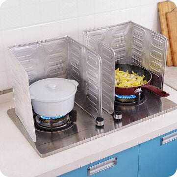 Aluminum Foil Oil Block Oil Barrier Stove Cooking Heat Insulation Anti-Splashing Oil ... (NUMBER: 2)