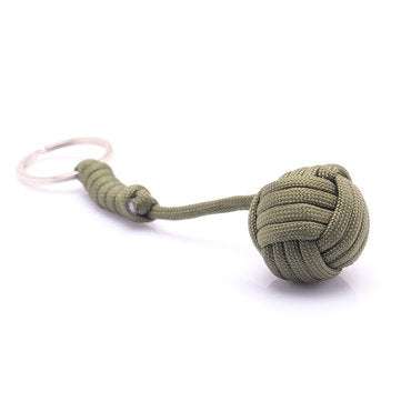 B039 Security Protection Monkey Fist Steel Ball Bearing Self Defense Lanyard Survival Key Chain Blac