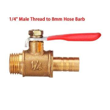 8mm Hose Barb to BSP Male Thread 1/2" 3/8" 1/2" Brass Inline Ball Valve Pipe Hose Coup... (SIZE: #1)