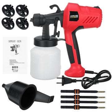 800W Electric Paint Spray Guns Airless Handheld Sprayer Machine Kit Air W/ 4 Nozzles