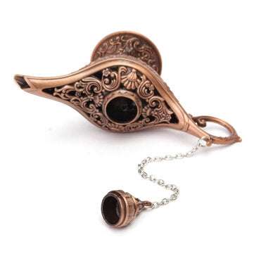 Desktop Decoration Mini Rare Legend Aladdin Lucky Wishing Lamp Pot Magic Genie Light Bronze 11.5*4*7
