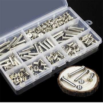 90 Sets M5 6-30mm Nickel Plating Phillips Chicago Binding Posts Stud Screws Rivet Button Bookbinding