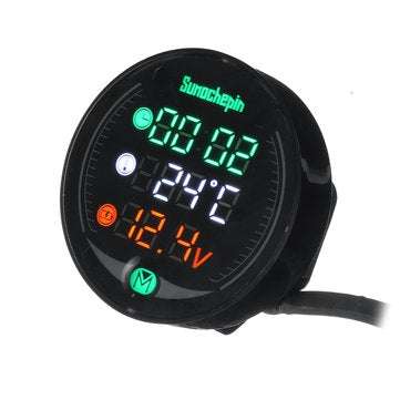 9V-24V 5-in-1 LED Night Vision USB Charger Voltage Meter Timer Temperature Display Table For Motorcy