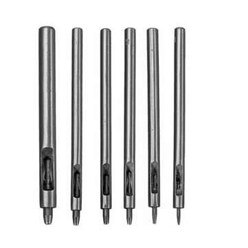 6pcs 0.5-3mm Steel Leather Puncher Hole Craft Kit Set Hollow Punch Belt Leather Craft Tool