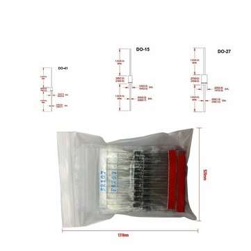AOQDQDQD 200pcs Fast Switching Schottky Diode Assorted Kit 1N4001 1N4004 1N4007 1N5408 UF4007 FR20