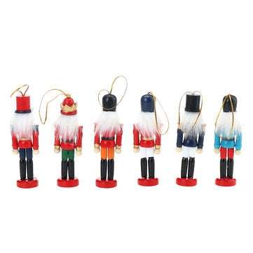 6pcs 12cm Wooden Nutcracker Doll Soldier Christmas Ornaments Xmas Gifts Decorations