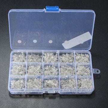 750Pcs 3mm Diodes LED Light Yellow Red Blue Green White Assortment DIY Kit