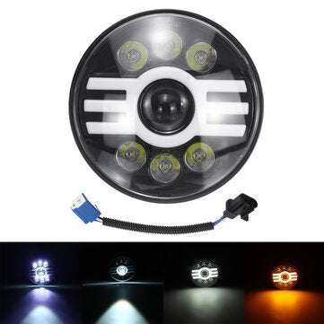 7" Motorcycle Halo Ring LED Headlight Front Light IP68 For Yamaha For Honda For Kawasaki