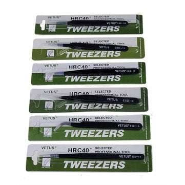 DANIU 6Pcs Anti-Static Different Size Vetus ESD Tweezers ESD10 to ESD15