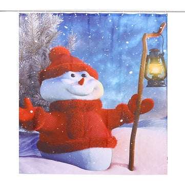 Christmas Decoration Christmas Snowman Shower Curtain Washable Eco-friendly Waterproof Curtain With