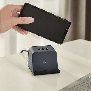 Aigo 5W Wireless Charger Socket 3D Mini Power Strip Socket Outlet 3USB Ports from