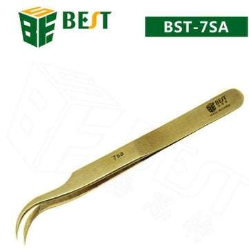 BEST BST-7SA Gold-plated Non-embroidered Steel Tweezers Gold Steel Ultra-sharp Tweezers Wear-resista