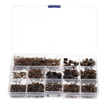 760Pcs/Set Jewelry Making Kit DIY Earring Findings Hook Pins Mixed Handcraft Acc... (COLOR1: BRONZE)