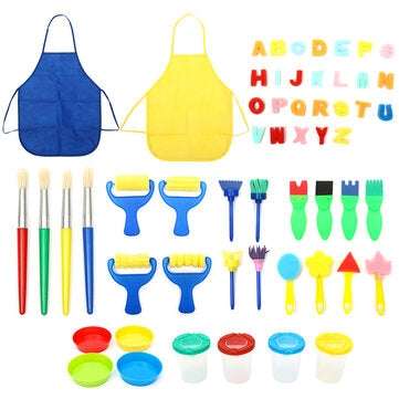 56Pcs DIY Child Painting Tool Kit Roller Mold Sponge Educational Drawing Toys Gift