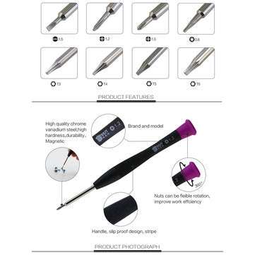 BEST 8801A 8 in 1 Magnetic Combination Screwdriver Set Straight Cross-Screwdrivers T3 T4 T5 T6