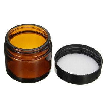 60ml Brown Amber Glass Jar Round Empty Black Lid Cream Balm Jar Storage Container
