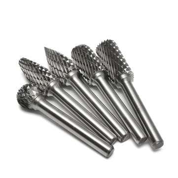 5pcs 6mm Shank Tungsten Carbide Burrs 12mm Head Rotary Cutter Engraving Bits Set