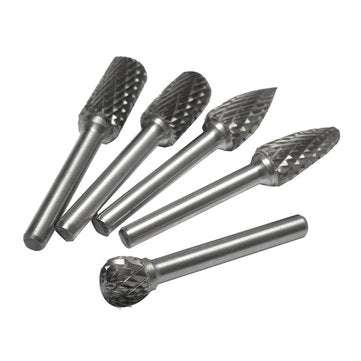 5pcs 6mm Shank Tungsten Carbide Burrs 12mm Head Rotary Cutter Engraving Bits Set