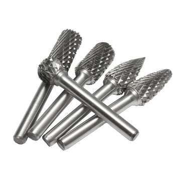 5pcs 6mm Shank Tungsten Carbide Burrs 12mm Head Rotary Cutter Engraving Bits Set