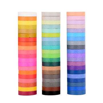 60 Pcs/Set Solid Color Washi Tape 8mm Rainbow Masking Tape Decorative Adhesive Sticker Scrapbook Dia