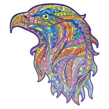 A3/A4/A5 Wooden Eagle Head Puzzle Colorful Mysterious Charming Early Education Puzzle ... (SIZE: A3)
