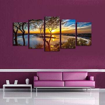 5Pcs Canvas Print Paintings Landscape Wall Decorative Print Art Pictures Frameless Wall Hanging Deco