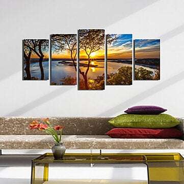5Pcs Canvas Print Paintings Landscape Wall Decorative Print Art Pictures Frameless Wall Hanging Deco