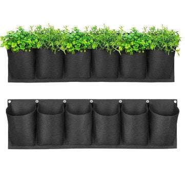 6 Pockets Wall Hanging Planting Felt Bag Plant Grow Garden Supplies Bag