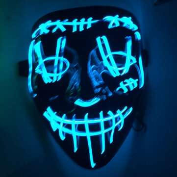 Cosmask Halloween Led Mask Party Masque Masquerade Masks Neon Maske Light Glow In ... (COLOR.: BLUE)