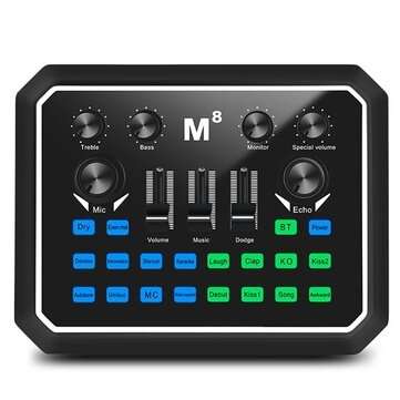 Bakeey M8 Sound Card Digital Sound Card Live Mixer Microphone Mixer Is Suitable fo... (COLOR: BLACK)