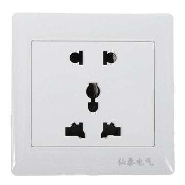AC 110-250V 10A Dual Port 5-hole Wall Charger Socket Power Outlets Panel