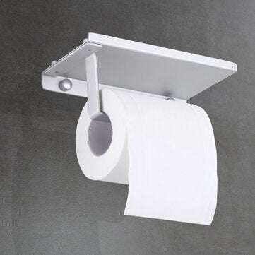 Aluminum Toilet Paper Punch Free Holder With Phone Shelf Wall Mounted Bathroom Accessories Tissues R