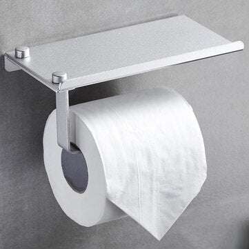Aluminum Toilet Paper Punch Free Holder With Phone Shelf Wall Mounted Bathroom Accessories Tissues R
