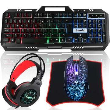 Bakeey Gaming Headphone with Keyboard Mouse Pad Wired LED RGB Backlight Bundle Set