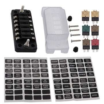 75A Circuit Fuse Block With Negative Bus 6 Way Fuse Box Ground Negative for Bus Car Boat Marine Auto