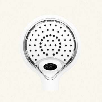 Bathroom Handheld Shower Spray Head ABS Plating 3 Color LED Digital Temperature Display w/ Hose