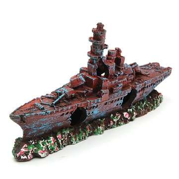 Aquarium Destroyer Navy War Boat Ship Wreck Fish Tank Cave Decorations Ornament